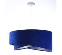 Lámpara Colgante Azul Plata E27 D: 50 Cm Tela Terciopelo Óptica Mesa De Comedor