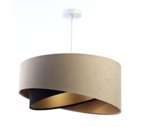 Lámpara Colgante Beige Negra Dorada E27 Redonda Ø 50cm Tela Terciopelo