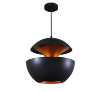 BEL AIR HOME - Lámpara Colgante Bonn Estilo Vintage - Ajustable, Ligera, Ideal para Salones y Bares - Negro y Oro, 25 CM, Metal