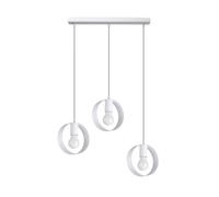 Lámpara Colgante Blanca Para Mesa De Comedor 3 Fuegos 56 Cm Alargada E27 Metal