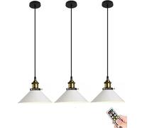 Lámpara colgante blanca que funciona con pilas con control remoto, lámpara colgante de techo no cableada, iluminación colgante inalámbrica para dormitorio, comedor, isla de cocina (Color : 3 Light)