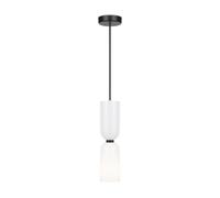 Lámpara Colgante Blanca Y Negra Ø 8 Cm Metal Vidrio E14 Moderna Para Comedor