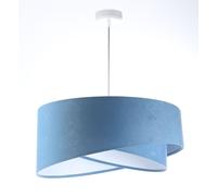 Lámpara Colgante Blanco Azul E27 D:50CM Tela Velur Óptica Salón