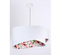 Lámpara Colgante Blanco Colorido Tela Floral Redondo Ø50cm E27 Pendelleuchte