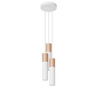 Lámpara Colgante Blanco Natural 3-flammig GU10 Ø 20CM Metal Madera Comedor