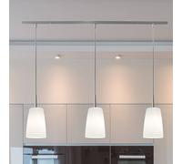 Lámpara colgante Casablanca Mesa, blanca, cristal, 3 luces, 100 cm, E27