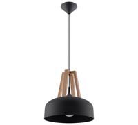 Lámpara colgante Casco negro/madera natural