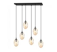 Lámpara colgante celeste ámbar 6 luces marca wonderlamp