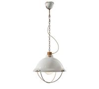 Lámpara Colgante Cerámica Metal Ø 40CM Redondo Blanco Antiguo Tostado E27