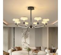 Lámpara Colgante Chaner Light, Estilo posmoderno, de Mediados de Siglo, de 5, 6 y 8 Luces, Color Negro, Regulable en Altura, con atenuación LED, de Metal y Hierro, Compatible con Isla de Cocina y com