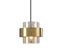 Lámpara Colgante cilíndrica Minimalista Industrial Moderna, Creativa, de Metal y Vidrio, con Base E27, de un Solo Cabezal, Altura Ajustable para Interiores, para Cocina, Isla, Come