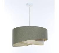 Lámpara Colgante Circular D: 50 Cm E27 Verde Crema Tela Moderna Sala De Estar