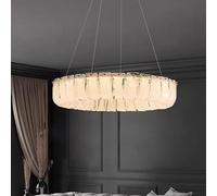 Lámpara Colgante Circular LED de Cobre para Sala de Estar, decoración Moderna y Sencilla para Villa, luz para Dormitorio y Comedor, Lujosa lámpara de araña de Cristal.