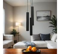 Lámpara colgante comedor moderno lámpara colgante negro GU10 lámpara colgante 3 llamas W:20 cm acentuado comedor mesa lámpara lámpara salón moderno