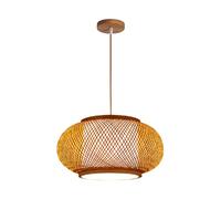Lámpara colgante con base E27, iluminación decorativa para restaurante de ratán natural, accesorio de techo tejido de mimbre, lámpara colgante de estilo del sudeste asiático, para sala de estar, dormi