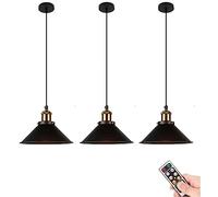 Lámpara Colgante con Control Remoto, lámpara de Techo Interior Negra a Pilas, lámpara de araña Vintage para Cocina, Comedor y Cocina.