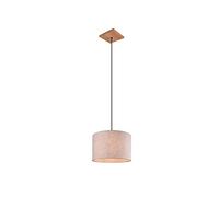 Lámpara colgante con dosel de madera y pantalla de tela con aspecto de lino, color beige, diámetro de 35 cm
