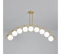 Lámpara colgante con forma de globo de cristal de 9 luces, iluminación colgante con acabado en latón dorado de mediados de siglo, lámpara colgante moderna, lámpara colgante de techo lineal para