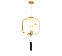 Lámpara Colgante Creativa con Forma de pájaro, Estilo Chino, de Hierro, con simulación de Loto de Resina, Altura Ajustable para Sala de Estar y Comedor (30 cm/11,81 pulga