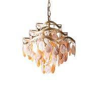 Lámpara Colgante Creativa de Concha de Ostra Rosa con Cadena Ajustable, Ideal para Dormitorio, Comedor O Como Lámpara Colgante de Playa./ Color