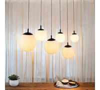 TK Lighting Lámpara colgante Esme, cristal opalino, 6 luces, lineal