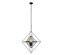 Lámpara Colgante Cristal Metal 3-flammig E14 Negro Transparente B: 57 CM H: Máx.