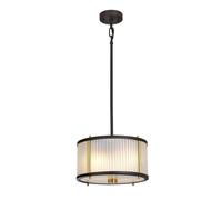 Lámpara Colgante Cristal Metal en Marrón Claro Redondo Ø30cm 2x E27 Comedor