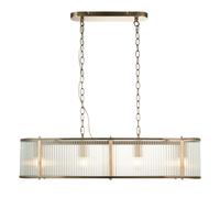 Lámpara Colgante Cristal Metal L:90CM En Latón Antiguo 4x E14 Vintage