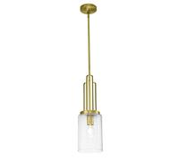Lámpara Colgante Cristal Pantalla E27 B: 17,8 CM En Latón Art Deco Cocina