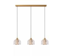 Lámpara Colgante Cristal Tela Salón Cocina 122CM E27 Mesa Pendelleuchte Moderno