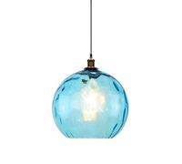 Lámpara colgante de 11,81 pulgadas para isla de cocina, luces colgantes de vidrio soplado a mano, lámpara colgante de granja ajustable con pantalla de bola de burbujas azules para decoración de entr