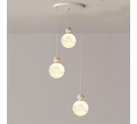 Lámpara Colgante de 3 Luces para Fregadero de Cocina, Escalera, Estilo Vintage, Color Leche, Estilo Luna, Estilo Nórdico, Moderna, de Techo, Larga, para Comedor, Isla, Dormitorio./ Como la Leche/Círcu