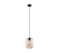 Lámpara Colgante De Acero Vidrio Negro Ámbar E27 Moderna Tinte B:20 Cm