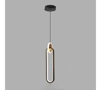 Lámpara colgante de anillo circular, lámpara colgante LED minimalista, lámpara colgante de metal con acabado negro/dorado, lámpara colgante pequeña for cocina, isla, dormitorio(Black,B)