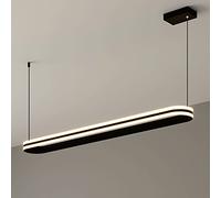 Lámpara colgante de anillo largo negro, lámpara colgante de metal lineal, lámparas de suspensión ultrafinas para comedor, LED moderno, luces colgantes simples nórdicas para isla de cocina, sala de