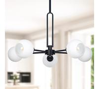 Lámpara Colgante de Araña de Globo, Dorada, Semiempotrada, con Cristal Transparente, para Comedor./Vidrio Globo Negro/Esmerilado/a