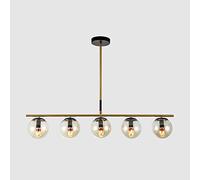 Lámpara colgante de araña de pelota de vidrio nórdica moderna con viaje de metal E27 Luz de techo de la mesa para comedor en el hogar Cocina y decoración del pasillo Luz colgante en el coñac marrón