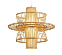 Lámpara Colgante de bambú Artesanal de una luz: lámpara Colgante de Techo Natural con Dosel de Madera, Cocina, cafetería y Restaurante.