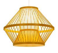 Lámpara Colgante de bambú Natural con Forma de Jaula de pájaros de Mimbre de Madera y bambú, rústico geométrico, Ideal para Decorar Pascuas, Ideal para Comedor, Cocina, Dormitorio y rús