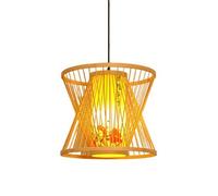 Lámpara Colgante de bambú Tejida a Mano con una Sola Fuente de luz E27, lámpara Colgante Creativa de ratán con Forma de Reloj de Arena, lámpara Decorativa para Sala de Estar, Bar, Villa (30 cm)