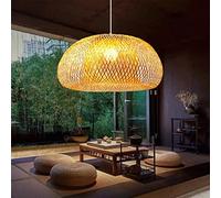 Lámpara Colgante de Bambú Tejida a Mano Estilo Zen para Techo - Natural para Dormitorio, Sala de Estar, Salón de Té, 11.1'' * 6.3''