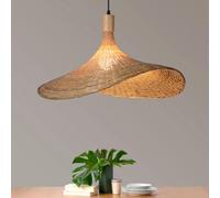 Lámpara colgante de bambú tejida a mano, lámpara de techo simple para comedor, sala de té y restaurante