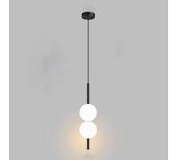 Lámpara colgante de bola de cristal Simple nórdica, lámpara colgante de línea larga for dormitorio interior, lámpara colgante de techo LED moderna ( Color : Black-1 head 2 ball , Size : Cold White )