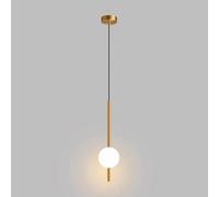 Lámpara colgante de bola de cristal Simple nórdica, lámpara colgante de línea larga for dormitorio interior, lámpara colgante de techo LED moderna ( Color : Gold-1 head 1 ball , Size : Warm White )