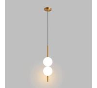 Lámpara colgante de bola de cristal Simple nórdica, lámpara colgante de línea larga for dormitorio interior, lámpara colgante de techo LED moderna ( Color : Gold-1 head 2 ball , Size : Warm White )