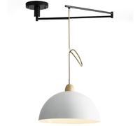 Lámpara Colgante de Brazo Largo Estilo Moderno de Mediados de Siglo, lámpara de araña de Metal en Forma de cúpula, Blanca y Negra para Comedor, Isla de Cocina y Dormitorio - Iluminación cáli