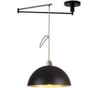 Lámpara Colgante de Brazo oscilante Largo de Estilo Moderno de Mediados de Siglo, lámpara de araña de Metal con cúpula Negra para Comedor, Isla de Cocina y Dormitorio, lámpara Colgante LED b