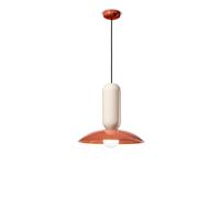 Lámpara Colgante De Cerámica Ø 40 Cm Redonda Crema Naranja E27 Diseño Retro