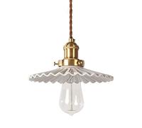 Lámpara Colgante de cerámica Blanca Mini con un Solo Cabezal Plisado, lámpara de Techo Colgante con Fuente de luz E27, lámpara Colgante para iluminación de decoración del hogar