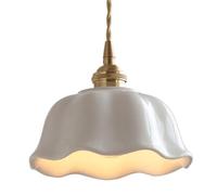 Lámpara Colgante de cerámica de Estilo japonés, Creativa, con Forma de pétalo, lámpara de Techo empotrada, iluminación Decorativa para Porche y balcón, lámpara Colgante de un Solo